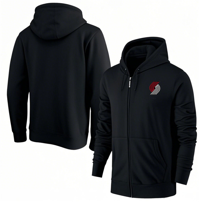 Men's Portland Trail Blazers Black Primary Logo Full-Zip Hoodie